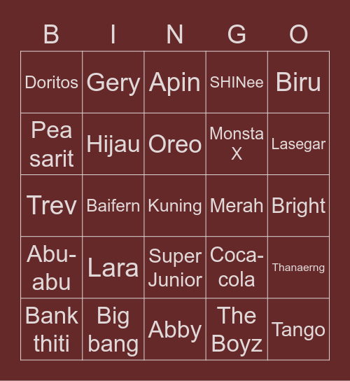 🌺 Bingo Card