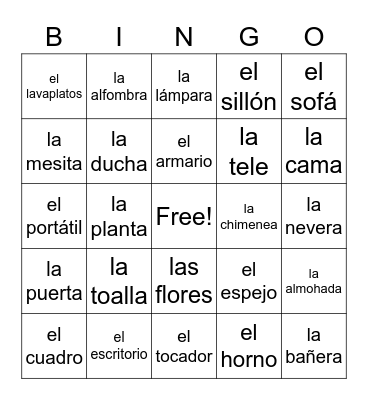 Los Muebles Bingo Card