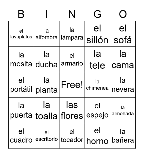 Los Muebles Bingo Card