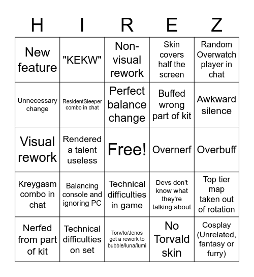 Paladins patch day Bingo Card