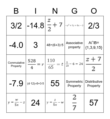 Unit 7 Bingo Card