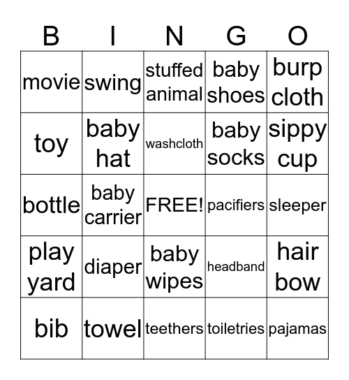 Baby Bingo Card