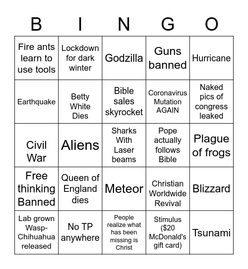 2021 Bingo Card