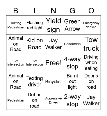 Hazard Bingo Card