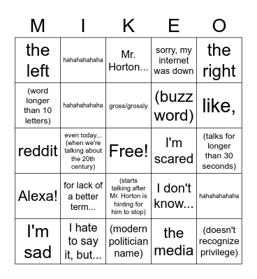 Mike-o Bingo Card