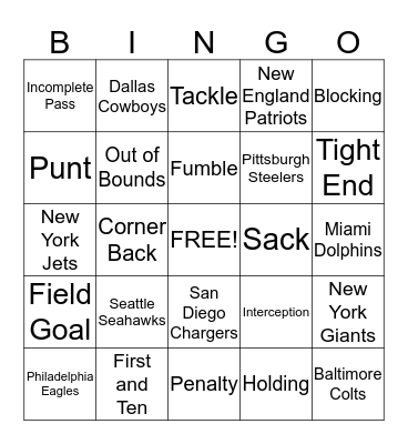 Football Bingo Card