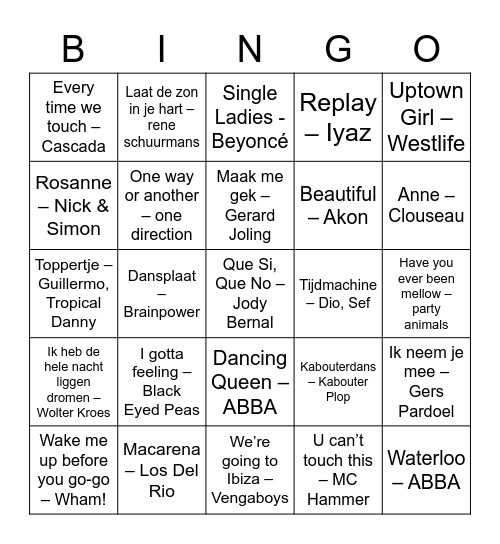 Nieuwjaarsbingo Card