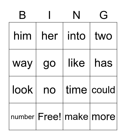 Fry Sight Words 61-80 Bingo Card