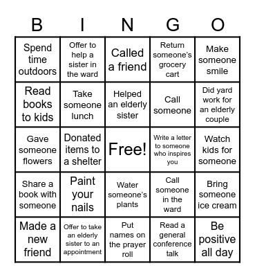 Service Bingo Card