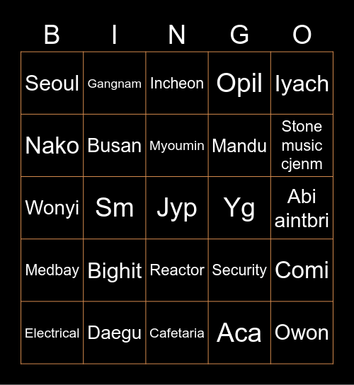 Serper ena Bingo Card