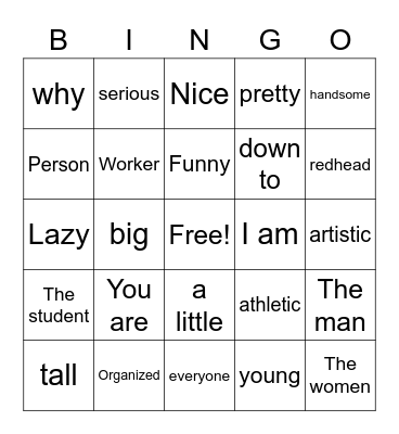Spanish Bingo Card