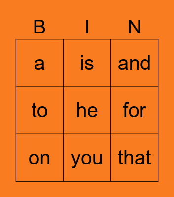 Sight Words First 12 Bingo Card