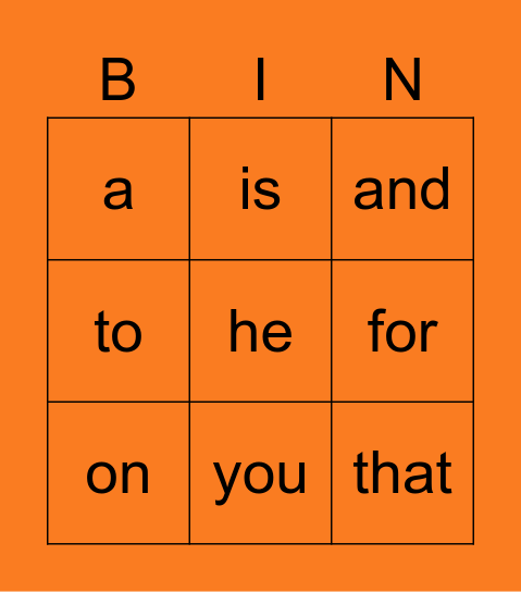 Sight Words First 12 Bingo Card