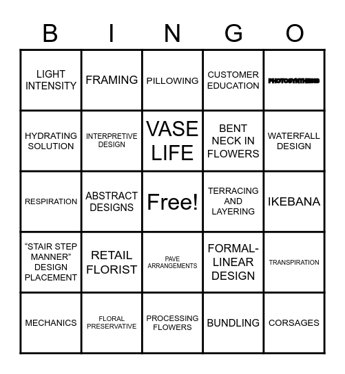 floral bingo Card