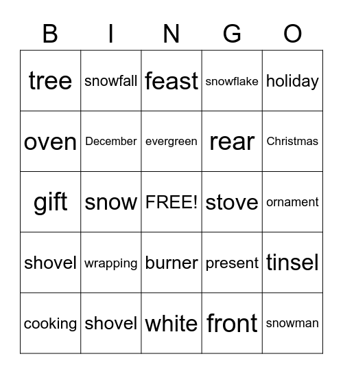 Winter Bingo Card