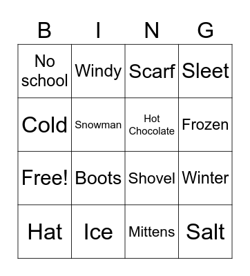 Winter Bingo Card