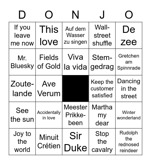 Donjo's Dolle Donderdagavond Bingo Card