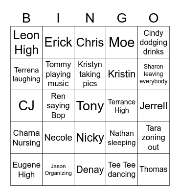 Crew Vacation 2021 Bingo Card