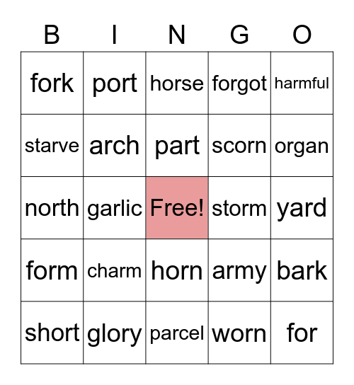 ar / or Bingo Card