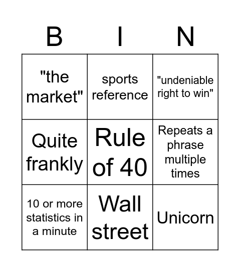 Sales Bingo Card