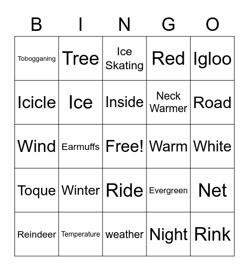 Winter Poem Bingo Card