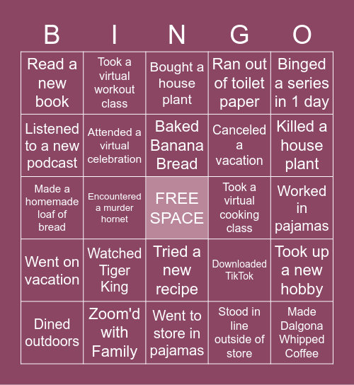 D W T   H A P PY   H O U R Bingo Card