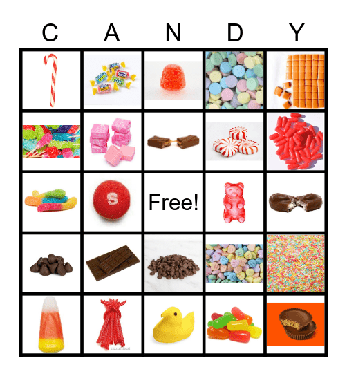 Candy Names Bingo Card