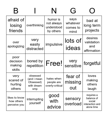 Abby’s Bingo Card