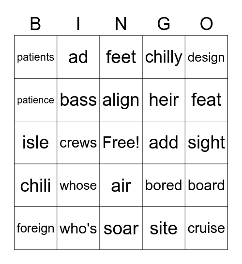 Sixth Grade Sight Words #3 Bingo Card