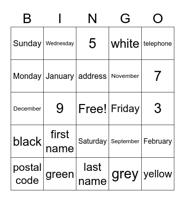 foundations Bingo Card