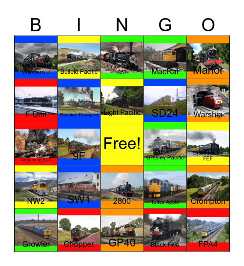 Easter Trains that I would like ride on someday Bingo Card