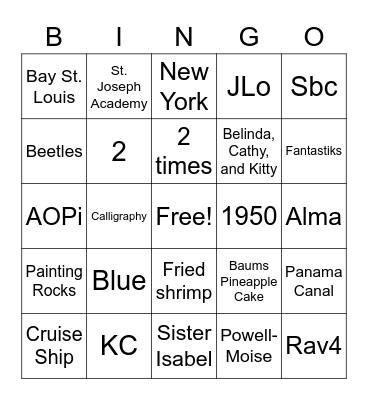 All About Patti Bingo Card