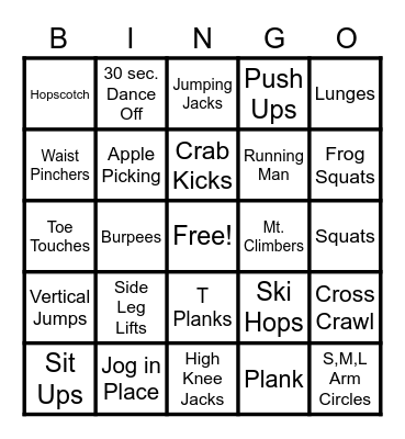 Fitness BINGO (2) Bingo Card