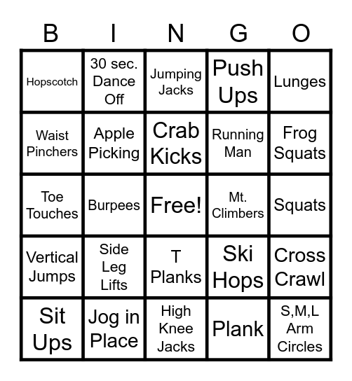 Fitness BINGO (2) Bingo Card