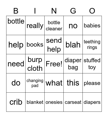 Ashleigh's Baby Shower Bingo Card