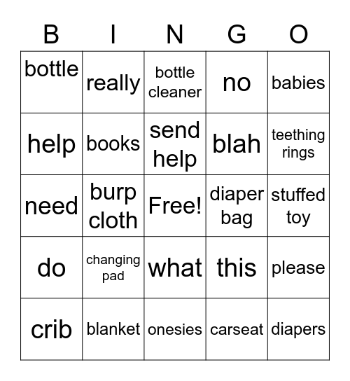 Ashleigh's Baby Shower Bingo Card