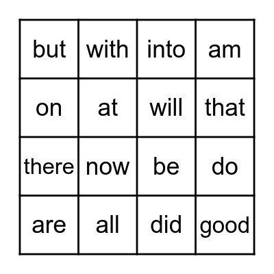 First Grade Sight Words Bingo Card