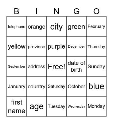 Foundations Bingo Card