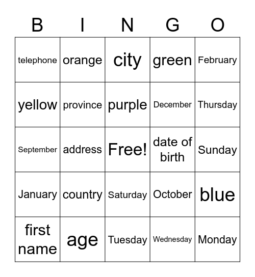 Foundations Bingo Card
