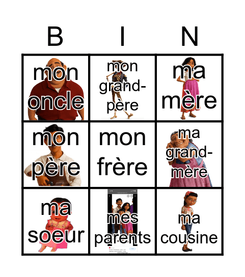 La Famille de Miguel Bingo Card