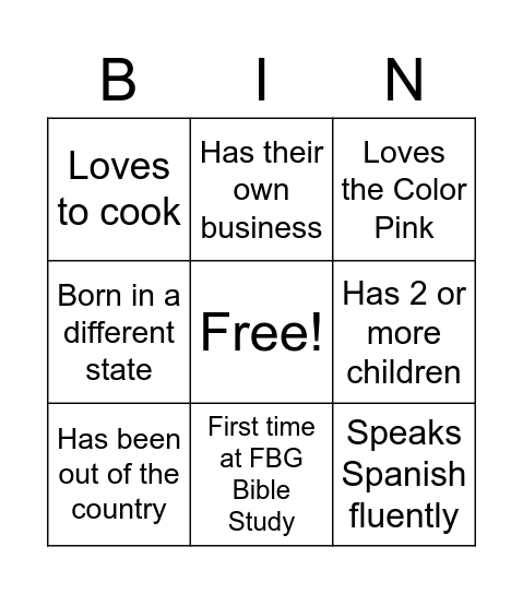 Untitled Bingo Card