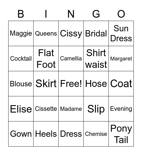 Dolly Bingo Card