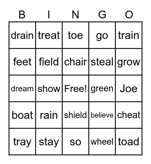 Vowel Friends Reading Bingo Card