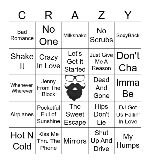 2000's | RD 1 | Pop Hits Bingo Card