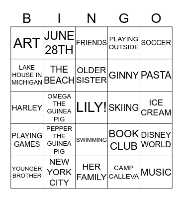 LILY LEBER Bingo Card