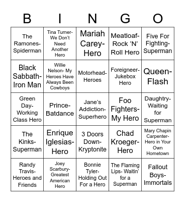 Total-Quiz.com Presents: Radio Bingo Heros Bingo Card