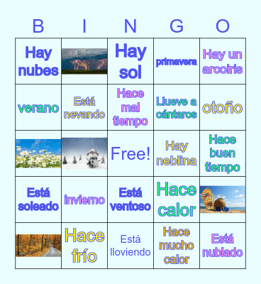 Las estaciones y el clima Bingo Card