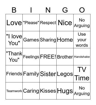 SIBLING RELATIONSHIP BINGO Card