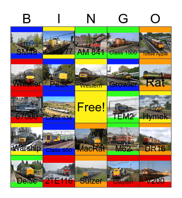 Diesel Locomotives around Europe Bingo Card