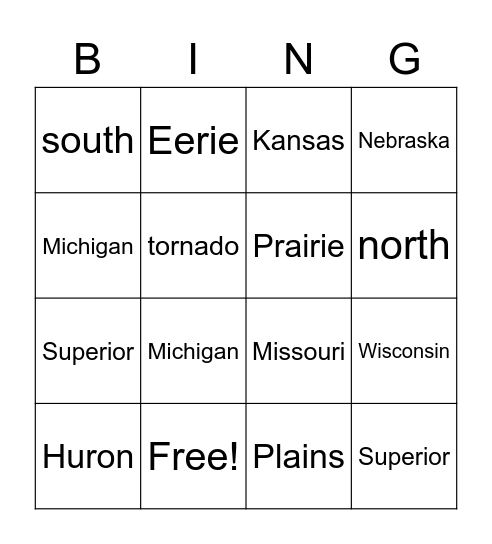 Review the Midwest Bingo Card